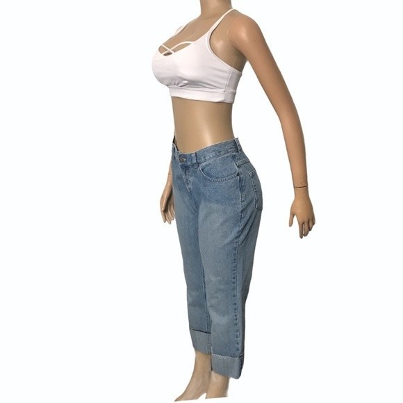 Vintage Lee Riveted Jeans boyfriend cropped cuffed high rise light wash size 8 - Picture 4 of 15